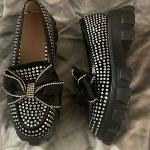 New Betsey Johnson Vincent silver platform shoes rhinestone size 10